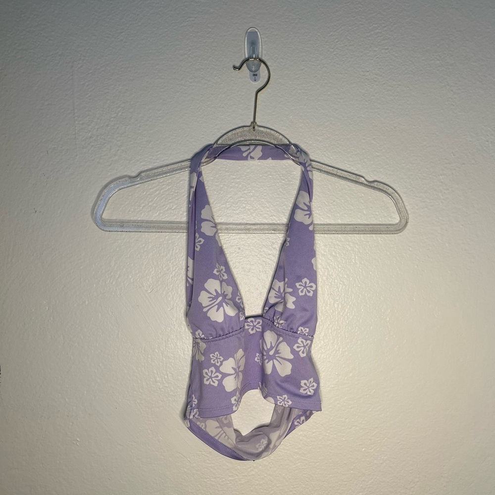 H&M Purple Hibiscus Halter Top